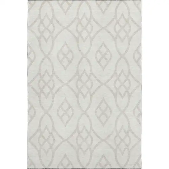 Ivory And Beige Trellis Washable Area Rug With UV Protection Photo 1