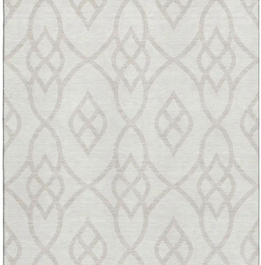 Ivory And Beige Trellis Washable Area Rug With UV Protection Photo 4
