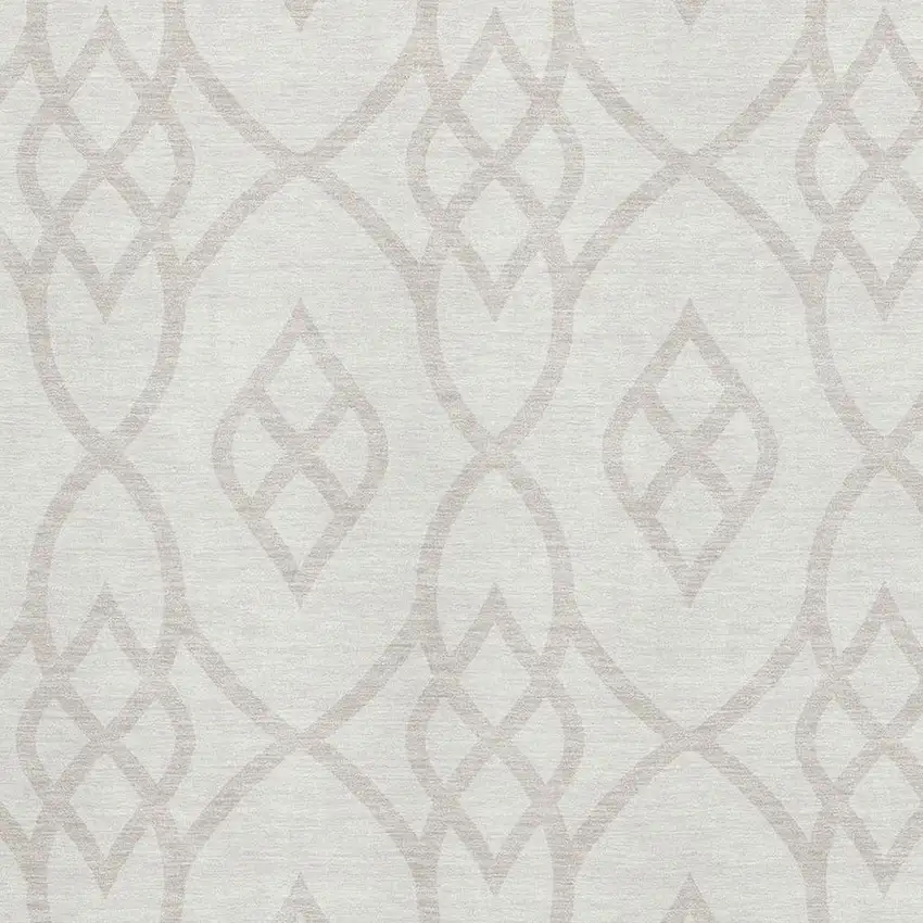 Ivory And Beige Trellis Washable Area Rug With UV Protection Photo 3