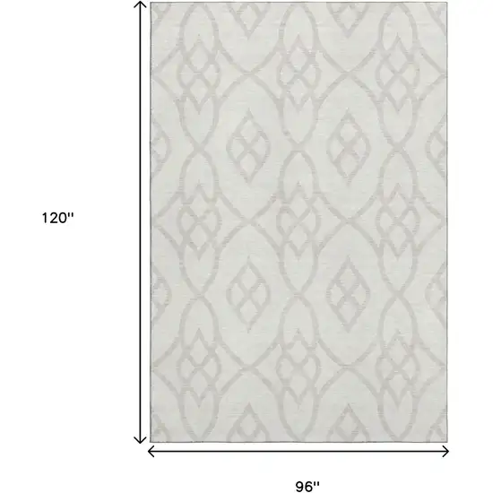 Ivory And Beige Trellis Washable Area Rug With UV Protection Photo 8