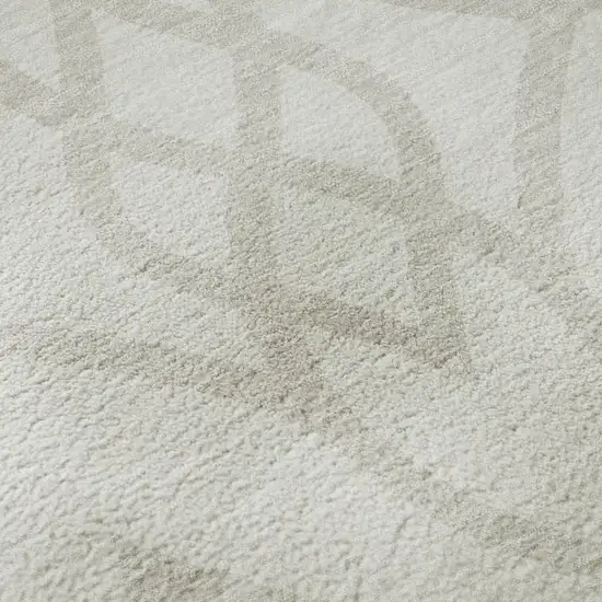 Ivory And Beige Trellis Washable Area Rug With UV Protection Photo 7