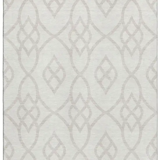 Ivory And Beige Trellis Washable Area Rug With UV Protection Photo 4