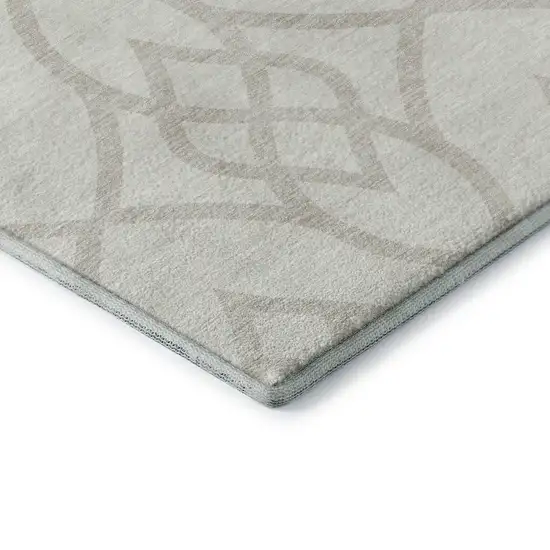 Ivory And Beige Trellis Washable Area Rug With UV Protection Photo 8