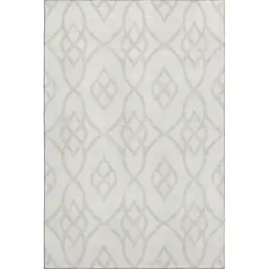 Photo of Ivory And Beige Trellis Washable Area Rug With UV Protection