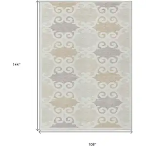 Photo of Ivory And Beige Trellis Washable Indoor Outdoor Area Rug