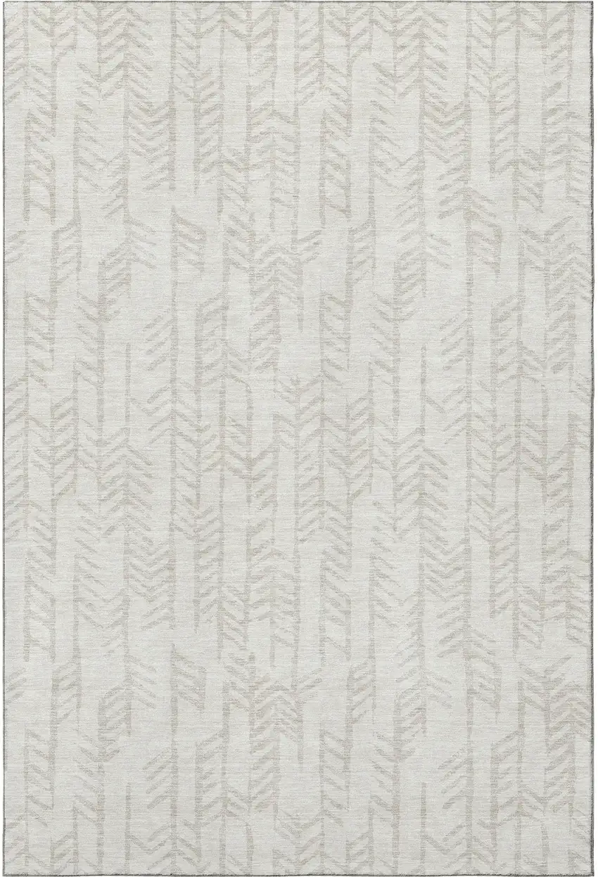 Ivory And Beige Tribal Washable Area Rug With UV Protection Photo 4