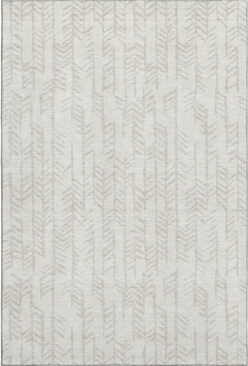Ivory And Beige Tribal Washable Area Rug With UV Protection Photo 1