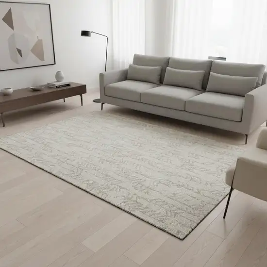 Ivory And Beige Tribal Washable Area Rug With UV Protection Photo 2