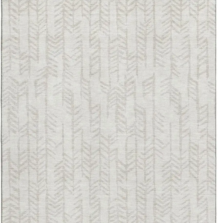 Ivory And Beige Tribal Washable Area Rug With UV Protection Photo 4