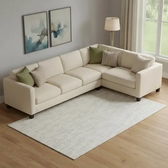 Ivory And Beige Tribal Washable Area Rug With UV Protection Photo 1