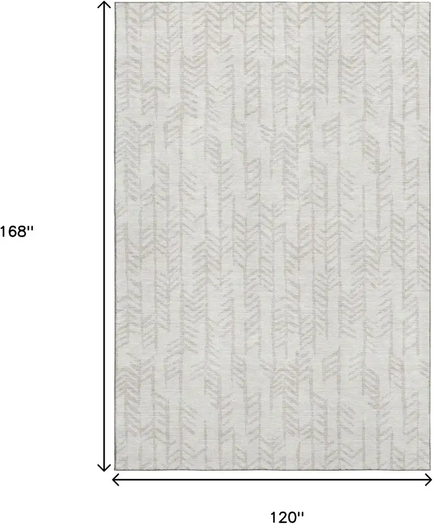 Ivory And Beige Tribal Washable Area Rug With UV Protection Photo 3