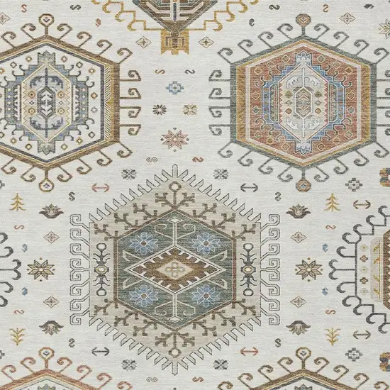 Ivory And Beige Tribal Washable Indoor Outdoor Area Rug Photo 2