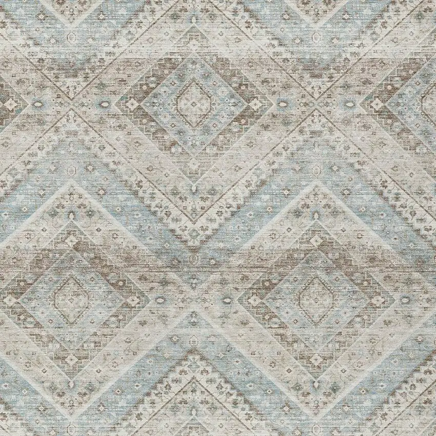 Ivory And Beige Tribal Washable Indoor Outdoor Area Rug Photo 3