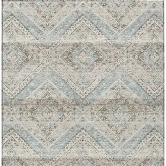 Ivory And Beige Tribal Washable Indoor Outdoor Area Rug Photo 4