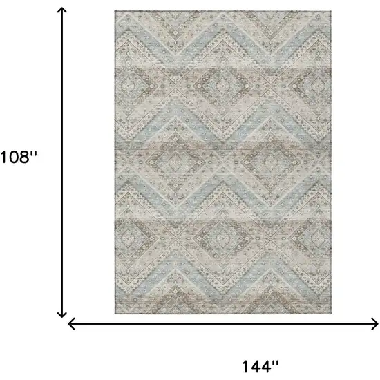 Ivory And Beige Tribal Washable Indoor Outdoor Area Rug Photo 7