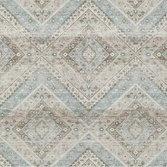 Ivory And Beige Tribal Washable Indoor Outdoor Area Rug Photo 3