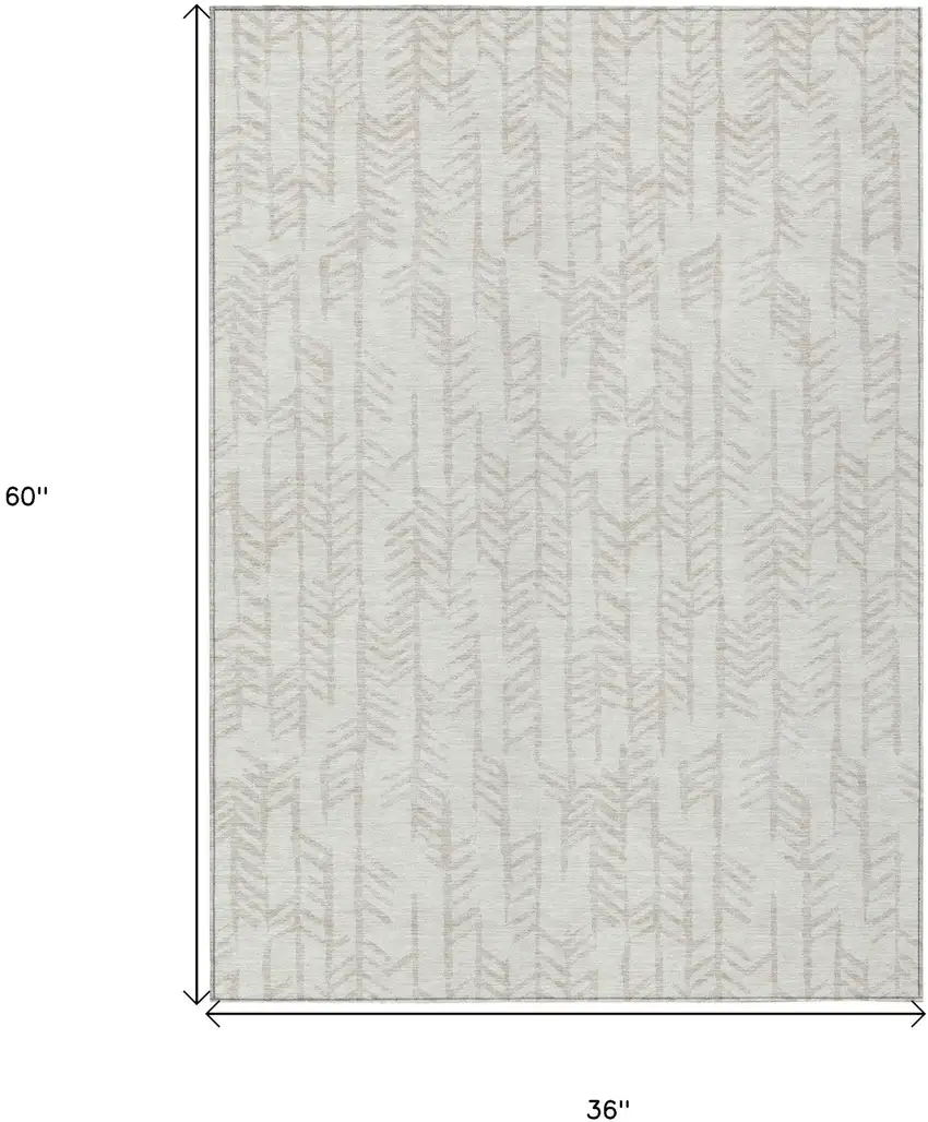 Ivory And Beige Tribal Washable Indoor Outdoor Area Rug Photo 3