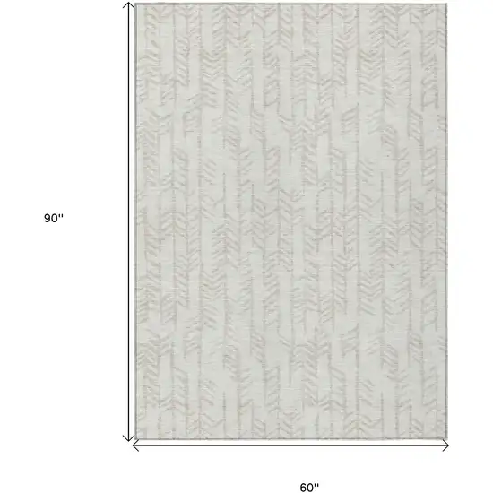 Ivory And Beige Tribal Washable Indoor Outdoor Area Rug Photo 3
