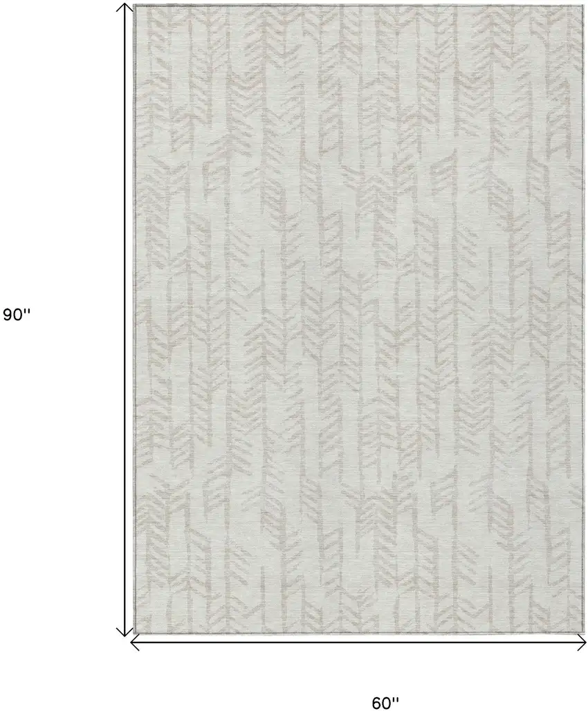 Ivory And Beige Tribal Washable Indoor Outdoor Area Rug Photo 3
