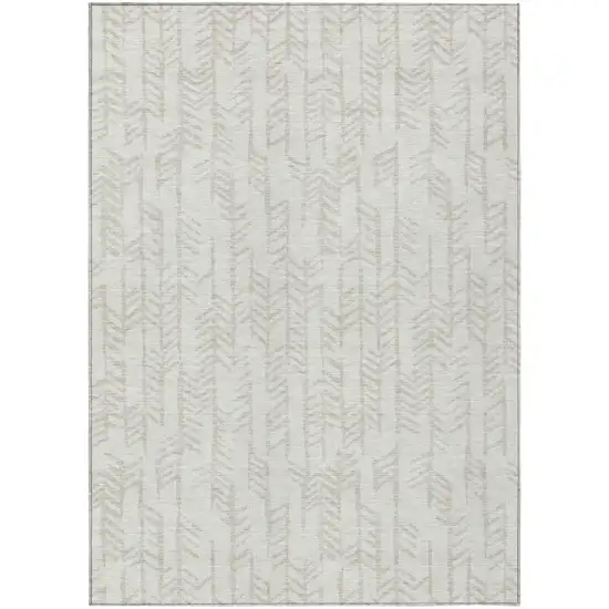 Ivory And Beige Tribal Washable Indoor Outdoor Area Rug Photo 2