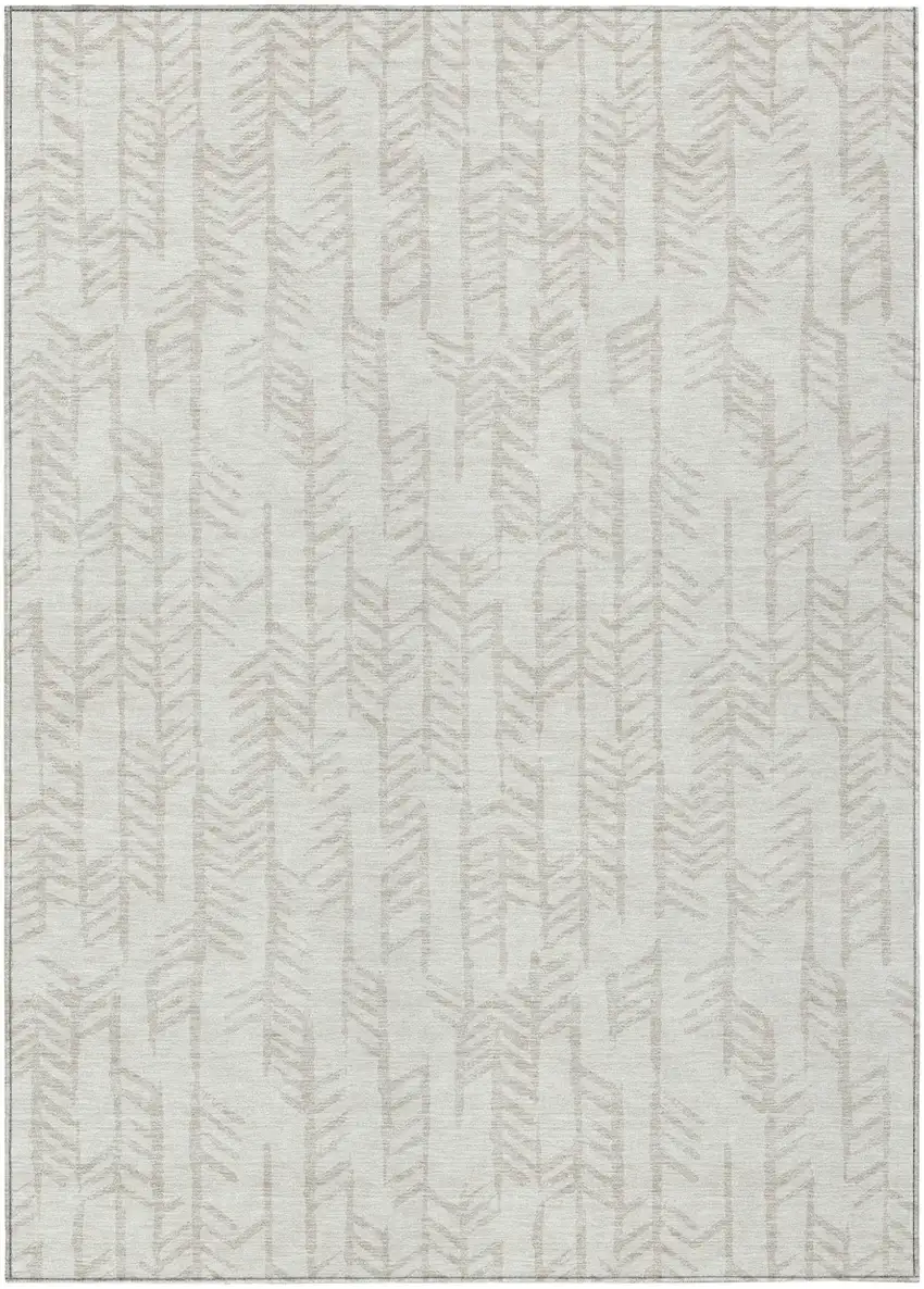 Ivory And Beige Tribal Washable Indoor Outdoor Area Rug Photo 2