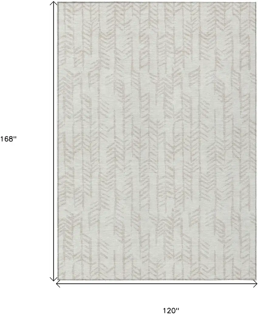 Ivory And Beige Tribal Washable Indoor Outdoor Area Rug Photo 3