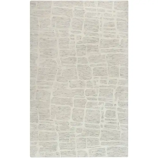 Ivory And Beige Wool Abstract Hand Tufted Area Rug Photo 2