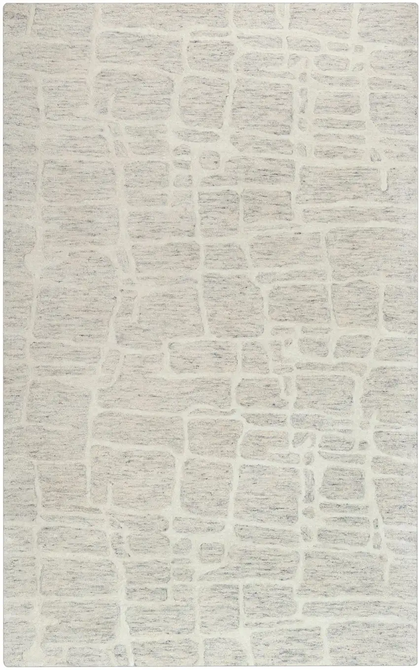 Ivory And Beige Wool Abstract Hand Tufted Area Rug Photo 2