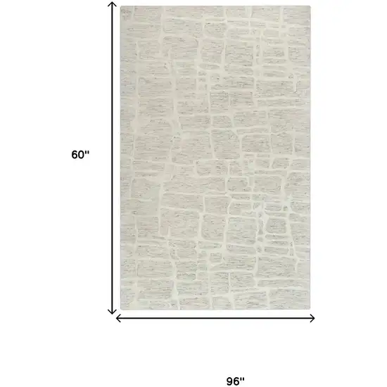 Ivory And Beige Wool Abstract Hand Tufted Area Rug Photo 7