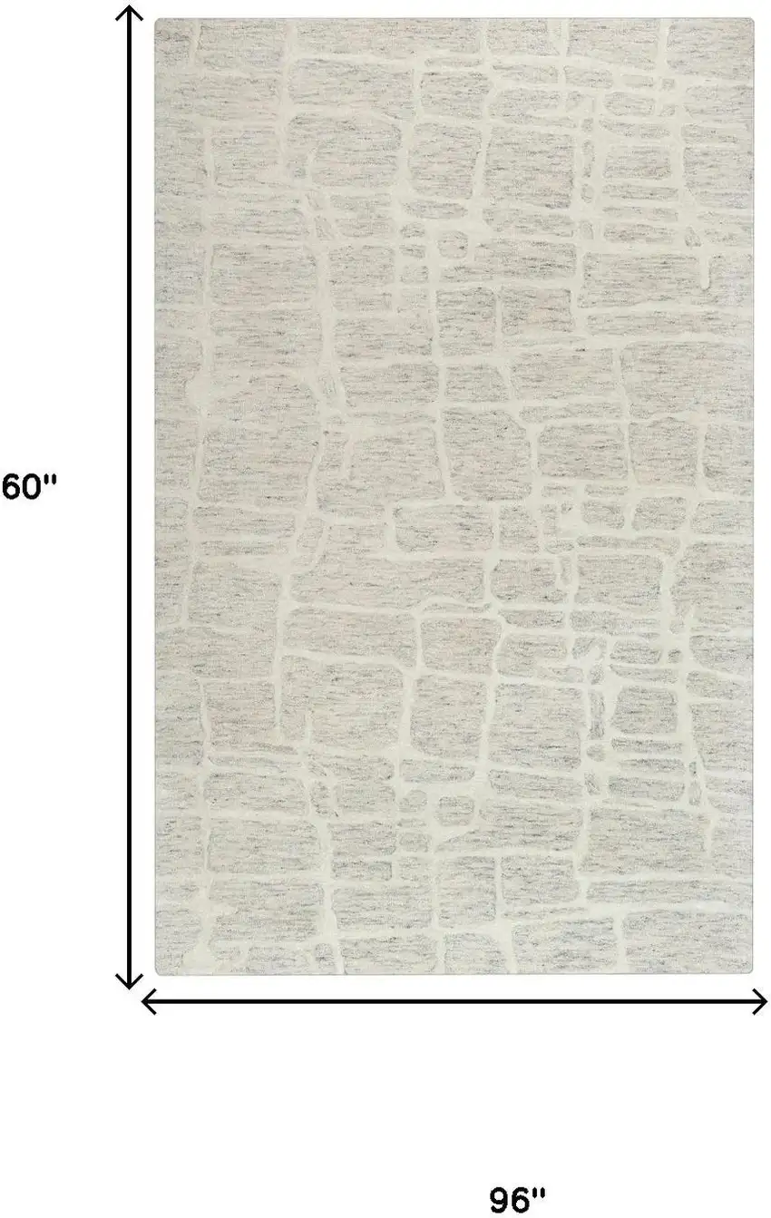 Ivory And Beige Wool Abstract Hand Tufted Area Rug Photo 7