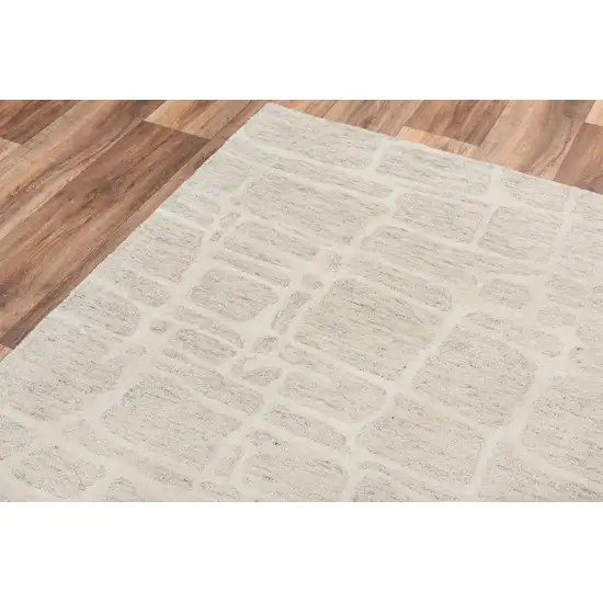 Ivory And Beige Wool Abstract Hand Tufted Area Rug Photo 5