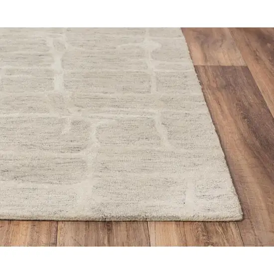 Ivory And Beige Wool Abstract Hand Tufted Area Rug Photo 3