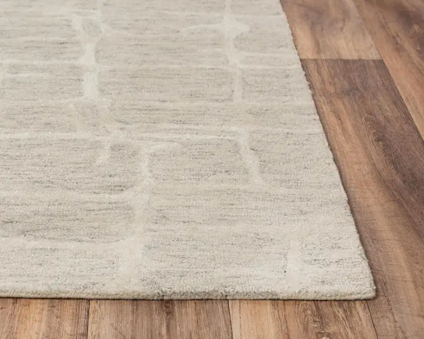 Ivory And Beige Wool Abstract Hand Tufted Area Rug Photo 3