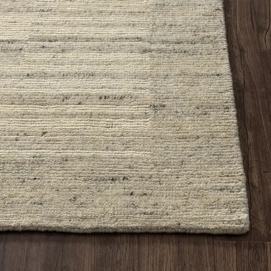 Ivory And Beige Wool Checkered Hand Knotted Square Rug Photo 7