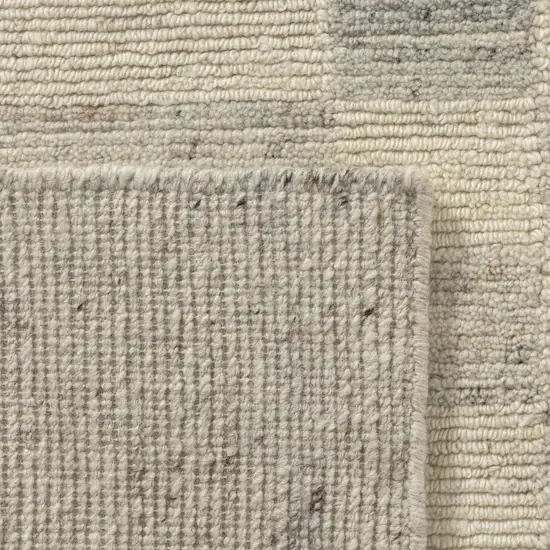 Ivory And Beige Wool Checkered Hand Knotted Square Rug Photo 8