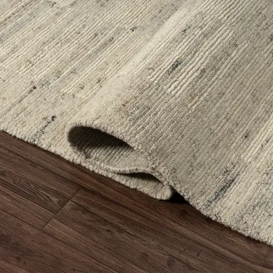 Ivory And Beige Wool Checkered Hand Knotted Square Rug Photo 6