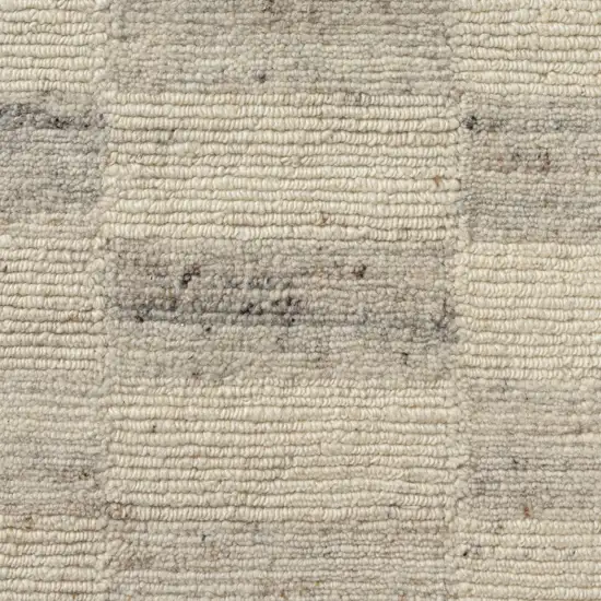 Ivory And Beige Wool Checkered Hand Knotted Square Rug Photo 9