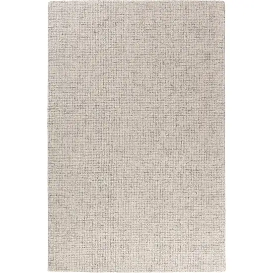 Ivory And Beige Wool Checkered Hand Tufted Square Rug Photo 2