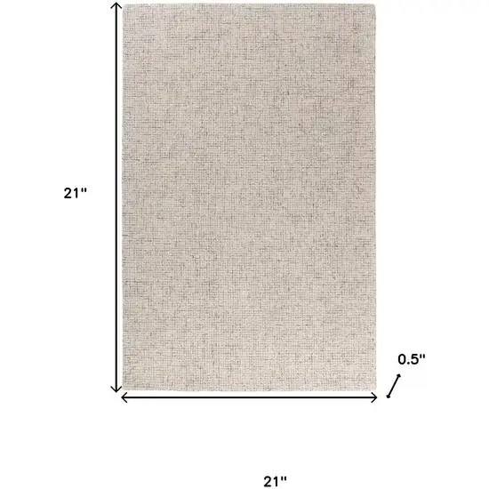 Ivory And Beige Wool Checkered Hand Tufted Square Rug Photo 3