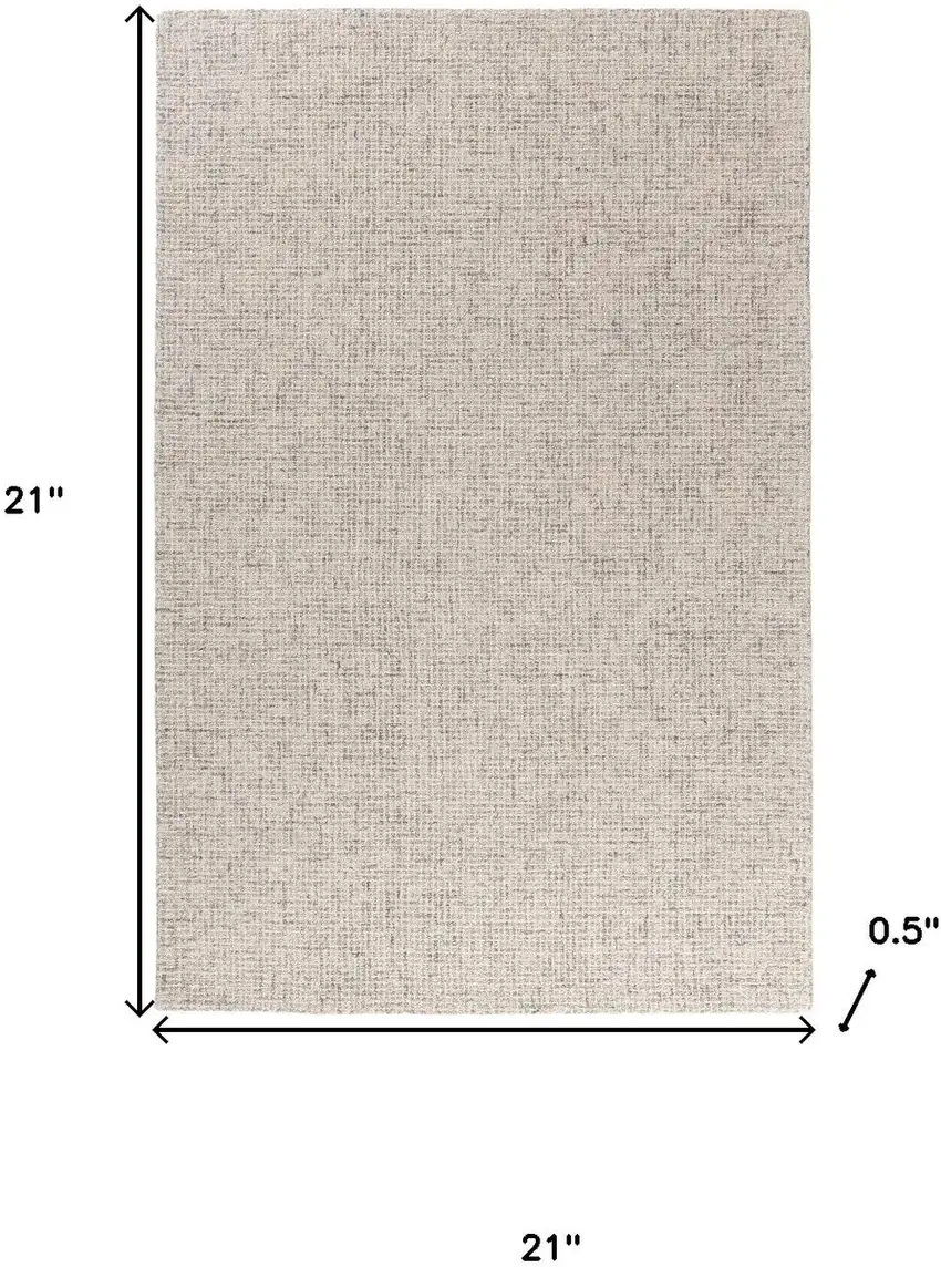 Ivory And Beige Wool Checkered Hand Tufted Square Rug Photo 3