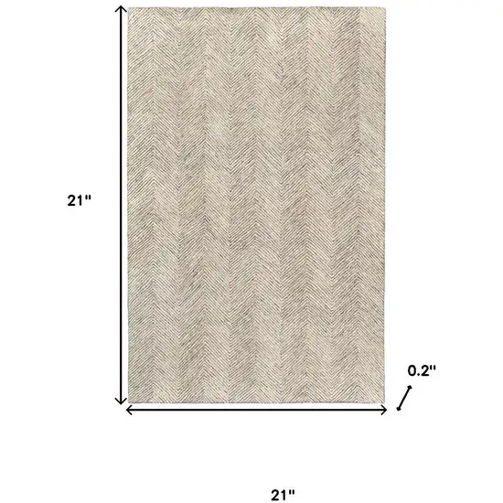 Ivory And Beige Wool Chevron Hand Tufted Area Rug Photo 3