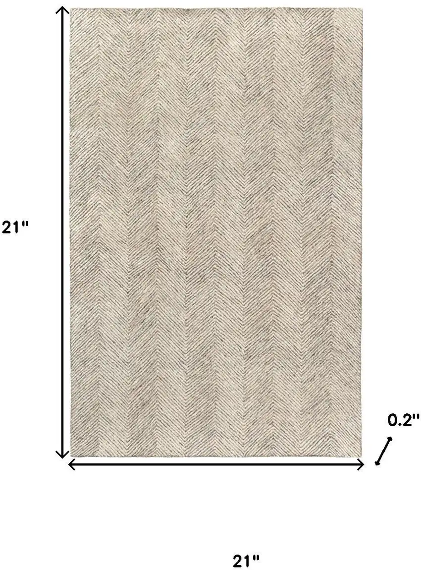 Ivory And Beige Wool Chevron Hand Tufted Area Rug Photo 3
