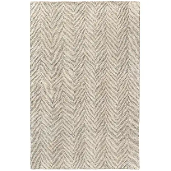 Ivory And Beige Wool Chevron Hand Tufted Area Rug Photo 2