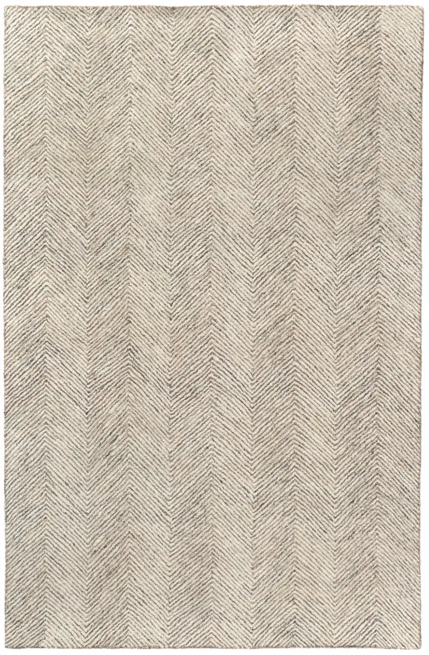 Ivory And Beige Wool Chevron Hand Tufted Area Rug Photo 2