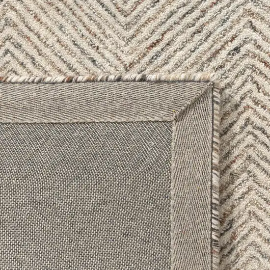 Ivory And Beige Wool Chevron Hand Tufted Area Rug Photo 9