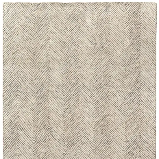 Ivory And Beige Wool Chevron Hand Tufted Area Rug Photo 5