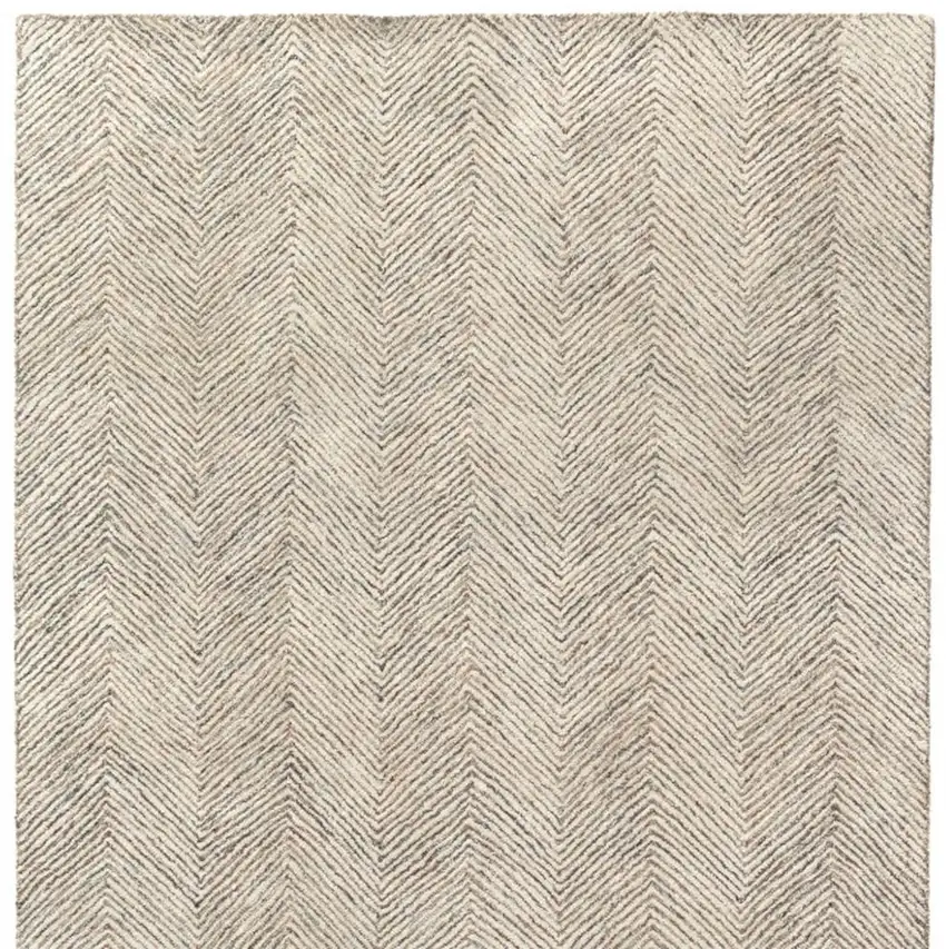 Ivory And Beige Wool Chevron Hand Tufted Area Rug Photo 5