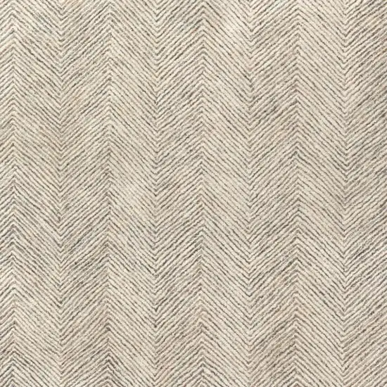 Ivory And Beige Wool Chevron Hand Tufted Area Rug Photo 4