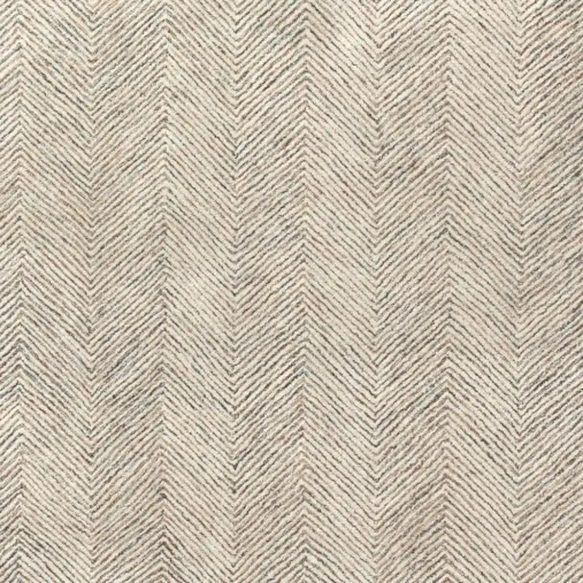 Ivory And Beige Wool Chevron Hand Tufted Area Rug Photo 4