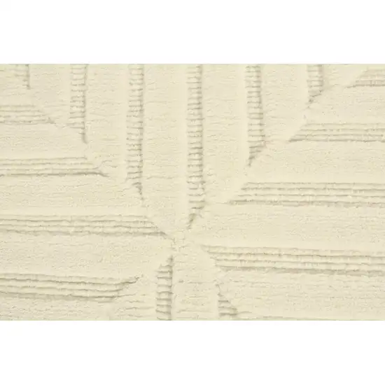Ivory And Beige Wool Geometric Hand Knotted Area Rug Photo 3